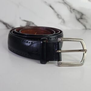 Canali Belt. Genuine Leather. Made In Italy. Bkack With Silver Buckle